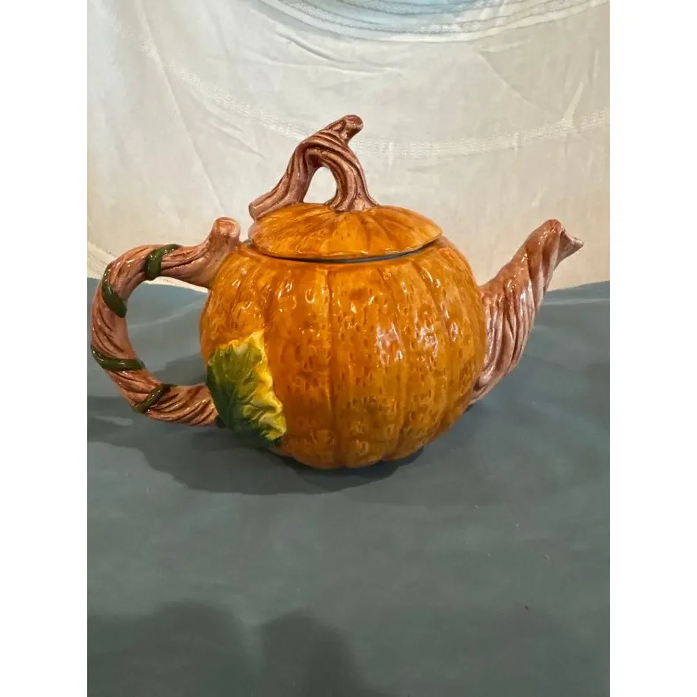 Vintage Regent Gallery Ceramic Pumpkin Teapot Fall Harvest Thanksgiving Tea Pot